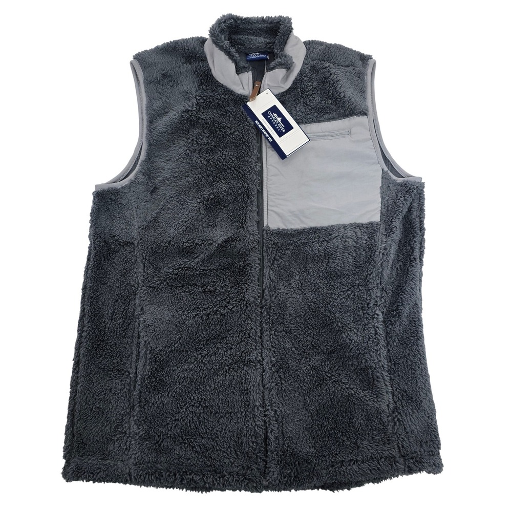Charles River Apparel Mens Newport Vest 9974 Charcoal Grey Sherpa Fleece L NWT